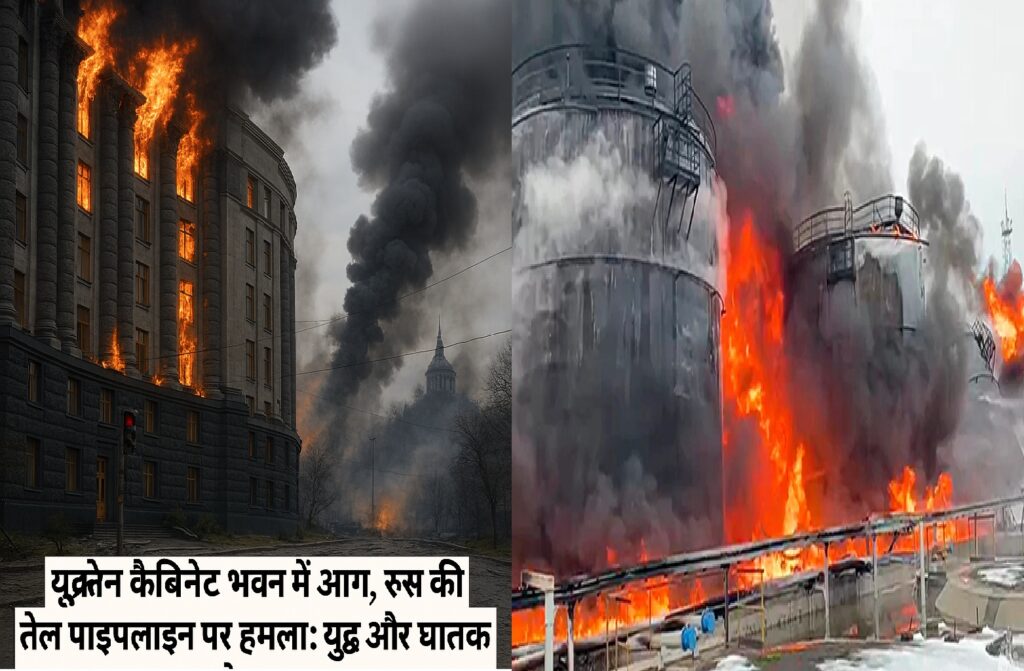 यूक्रेन कैबिनेट भवन में आग, रूस की तेल पाइपलाइन पर हमला: युद्ध और घातक मोड़ पर