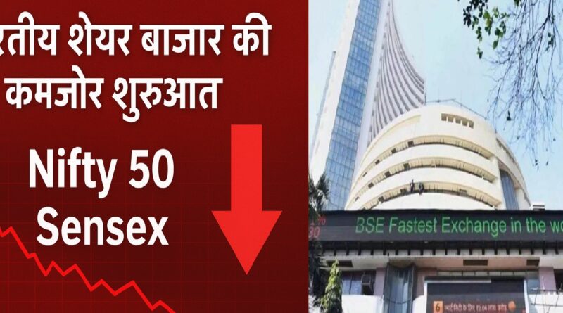 भारतीय शेयर बाजार की कमजोर शुरुआत: Nifty 50 और Sensex में गिरावट, निवेशकों में सतर्कता