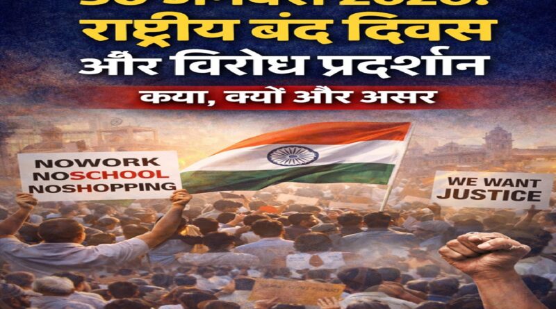 30 जनवरी 2026: राष्ट्रीय बंद दिवस और विरोध प्रदर्शन — क्या है कारण, कहाँ और कैसे मनाया जा रहा है