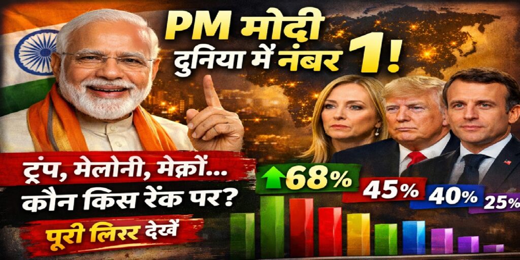 प्रधानमंत्री मोदी 68% के साथ दुनिया में नंबर 1: ग्लोबल पॉपुलैरिटी चार्ट में ट्रंप, मेलोनी और मैक्रों कहाँ? पूरी लिस्ट और विश्लेषण