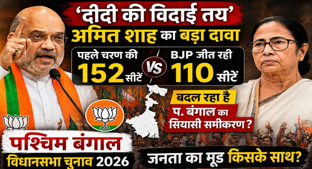 “दीदी की विदाई तय”: अमित शाह का बड़ा दावा—पहले चरण की 152 में से 110 सीटों पर BJP आगे, क्या बदल रहा है बंगाल का सियासी समीकरण?
